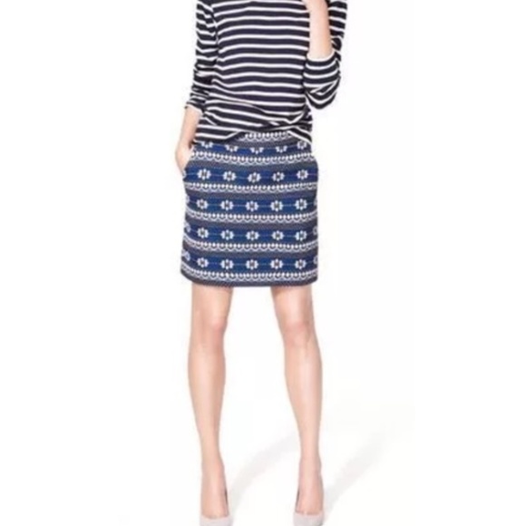 J. Crew Floral Jacquard Mini Skirt Navy - Picture 4 of 9